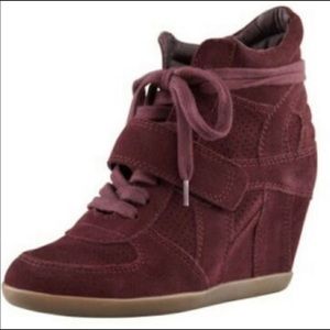ASH Bowie Limited Hidden Wedge Maroon Wine  Suede Leather Sneaker 37
